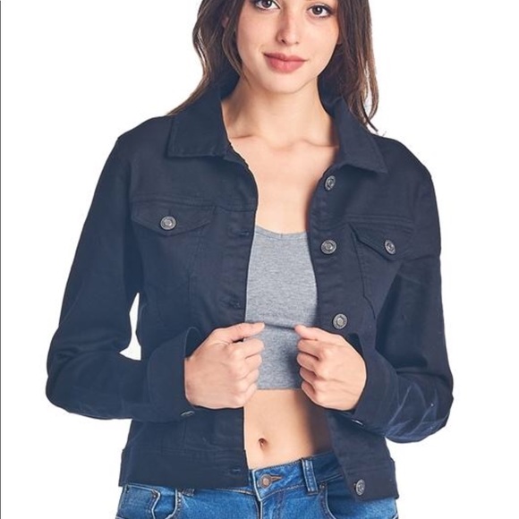 megan Jackets & Blazers - NWOT Black Denim Jacket 1 size Small left